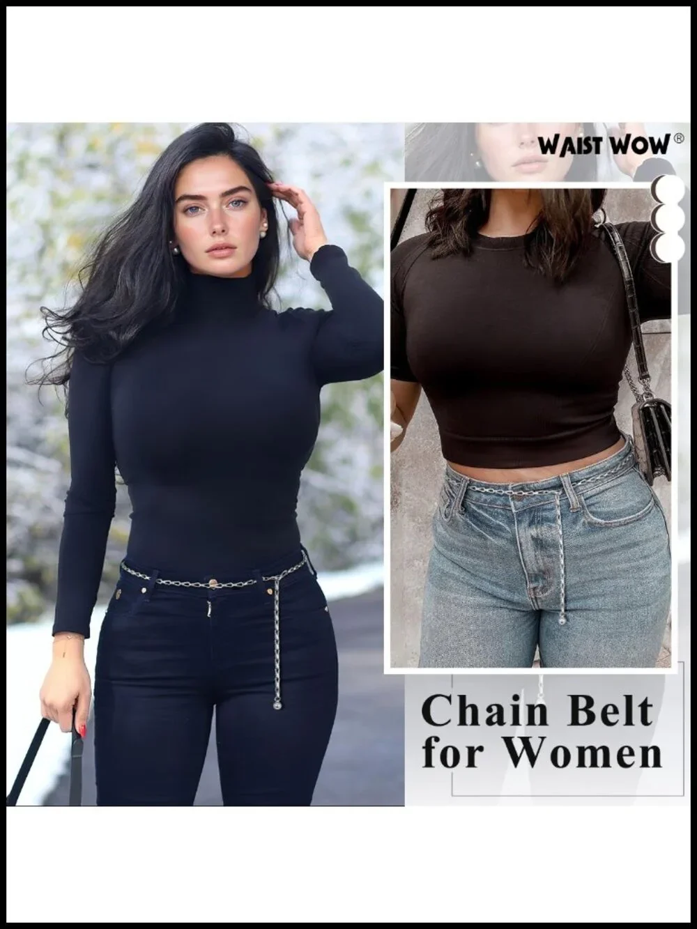 Gold Metal Waist Chain Belt Adjustable Body Link Belts for Dress Jeans